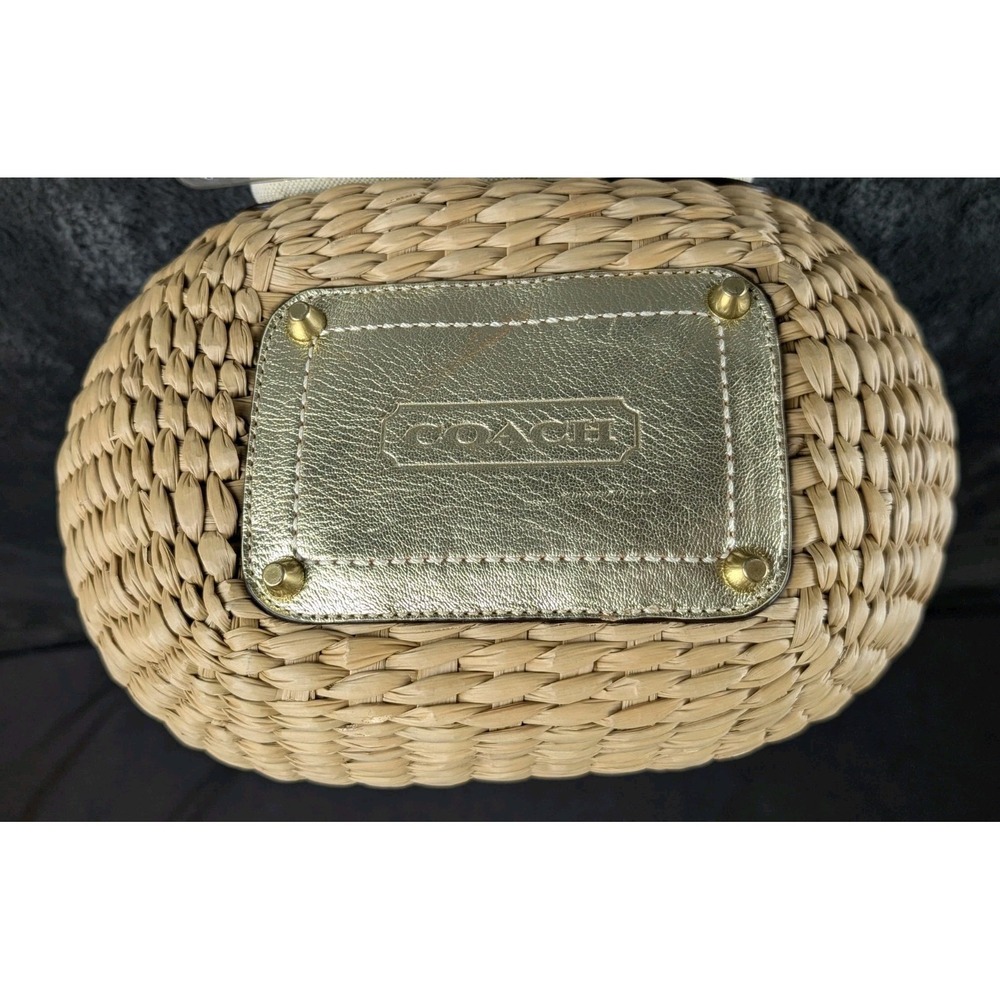 ✨ RARE Y2K Limited Edition Coach Legacy Straw Basket Bag Patchwork Beach Summer - Picture 9 of 16